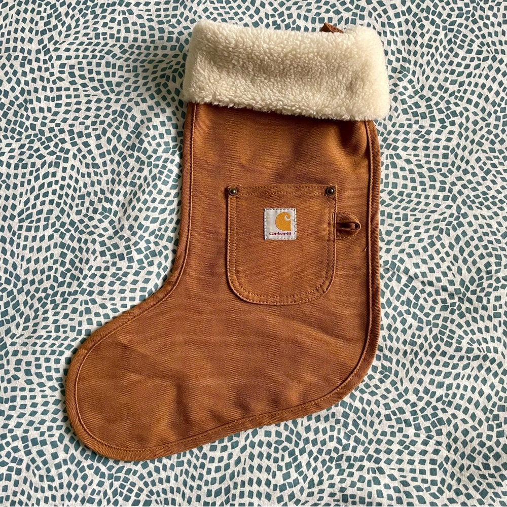 Carhartt Tan Canvas Stocking with Cream Sherpa Cuff